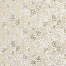 Discounted Designer Fabrics E391 Gold White Red and Green Paisley Floral Brocade Upholstery Fabric by The Yard- CLOSEOUT