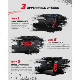 AMBULL 3/8" Tow Winch Hook with Cable Stopper, 10T Winch Hook, Upgrade Heavy Duty Forged Steel Winch Hook, 31967lbs Max Strength, Clevis Clip Hook Set for Synthetic Rope, UTV, ATV, Off-Road, Red