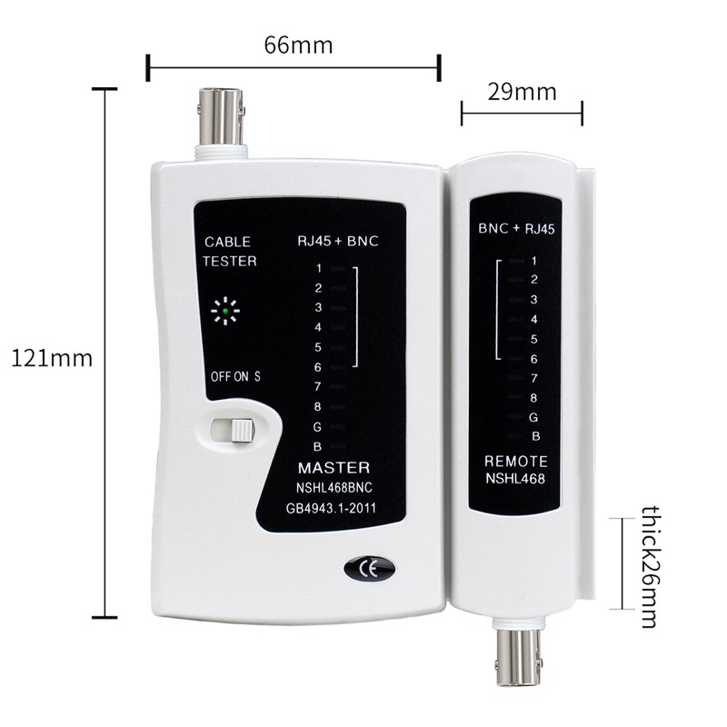 Coaxial Coax Cable Tester Portable BNC RJ59 RJ45 cat5 cat5e