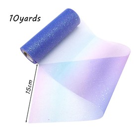 Hazrcvr Rainbow Tulle 2 Rolls Rainbow Glitter Tulle Roll Decorative Fabric Tulle Ribbon Table Runner Rainbow Tulle Ribbon Glitter Rainbow Tulle Fabric Rainbow Glitter Roll Tulle Roll with Colour