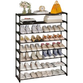 Calmootey 8-Tier Shoe Rack, Tall Large Capacity 40 Pairs Shoes Storage Organizer, Stackable Wide Shoe Shelf for Entryway, Hallway, Black