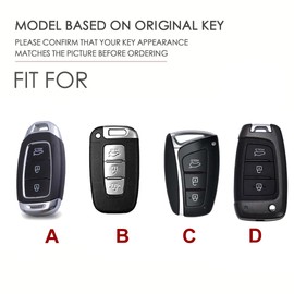 ontto Leather Car Key fob Cover fit for Hyundai Elantra Solaris I30 I35 I40 IX35 Sonata Santa Fe Tucson Verna Celesta Accent KONA Flip Key case Key Holder Shell Keychain Keyring Accessories Pink D