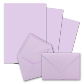 25 x Letter Paper Sets A4 with C6 Envelopes, Wet Seal, Lilac, Matte Writing Paper with Envelopes, FarbenFroh by Gustav Neuser