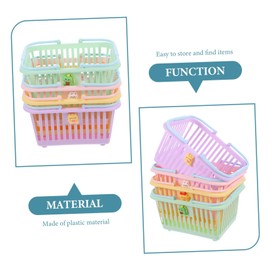 Pack of 4 Shopping Storage Baskets, Role Play Shopping, Role Play Toy, Easter Egg Baskets, Mini Baskets for , Shopping Basket, Trolley, Walking, Plastic, Cartoon, Food, Child