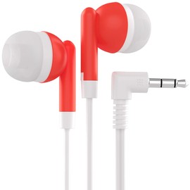 Bulk Wholesale Lote de auriculares para niños para escuelas, bibliotecas, hospitales, regalos individualmente en bolsa (10 unidades), color rojo