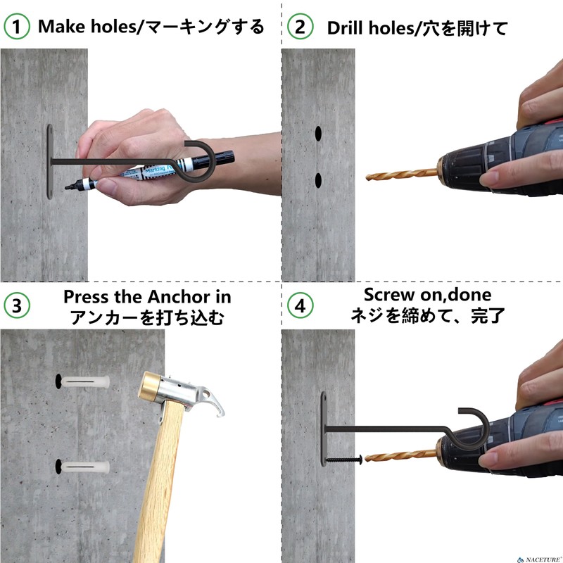 NACETURE Ceiling Hooks Heavy Duty 2 Pack - Plant Hooks