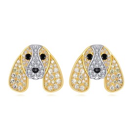 YFN Basset Hound Earrings Sterling Silver Dog Stud Earrings Jewellery Gifts for Women