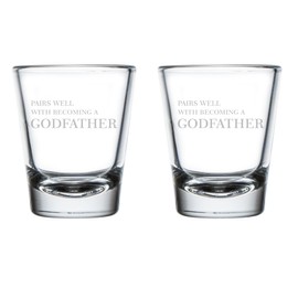 MIP Set of 2 Shot Glasses 1.75oz Shot Glass Pairs Well With Becoming Godfather Proposal