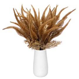 LOVENIMEN Artificial Plants for Christmas, Fake Golden Tail Grass Plant Boston Fern Bush Plant Bushes Faux Shrubs Greenery Indoor Outside Hanging Planter Home Garden Decor Festival Decoration - 2 Pcs