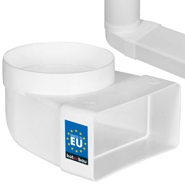 KOTARBAU® Flat Duct Deflection Piece 90° for Ventilation Duct Round-Square Transition 120 x 60 mm Plastic Transition Piece Diameter 100 mm White Duct Connector Duct Elbow Exhaust Air Supply Air Duct