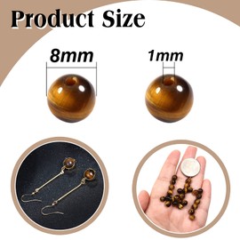 TOAOB Pack of 100 Natural Tiger's Eye Brown Round 8 mm Loose Beads with Hole for Jewellery Crafts Threading DIY Bracelet Necklaces Jewellery Making