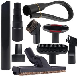9 Pcs Universal Vacuum Attachments for Shop Vac Accessories with 2 1/2" to 1 1/4" & 1 7/8" to 1" Adapter for Shop Vac, 1 1/4" Brush Attachment Flexible Crevice Tool for Home and Car Interiors Cleaning