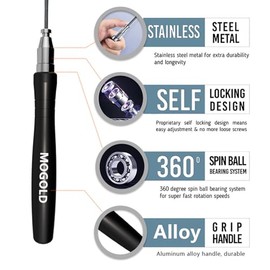 Cuerda de saltar de alta velocidad, sin enredos, diseño autobloqueante sin tornillos, cuerdas de saltar para fitness, cuerda de saltar para entrenamie