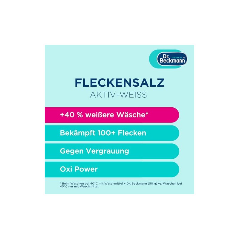 Dr. Beckmann Pulver, Fleckensalz Aktiv-Wei√ü | f√ºr wei√üere W√§sche |