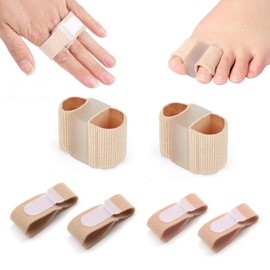 EULAPGOE 6 Pieces Soft Toe Splints, Toe Wraps Toe Straighteners Hammer Toe Straighteners Support Brace for Men, Women - Broken Toe, Crooked Toes, Overlapping Toes Cushion and Protect Adjustable Size