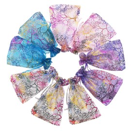 SumDirect 100pcs 5x7inch Mixed Color Coralline Organza Gift Bags, Wedding Favor Party Jewelry Candy Pouches with Drawstring