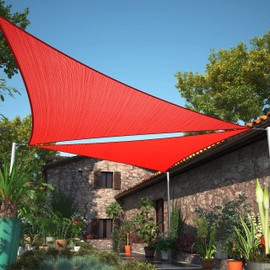 ShadeMart 28' x 28' x 28' Red Sun Shade Sail UPF50 Triangle Canopy Fabric Cloth Screen, Water Air Permeable & UV Resistant, Heavy Duty, Carport Patio Outdoor - (We Customize Size)
