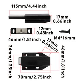 AUXBC 4Pcs Magnetic Push Latch, Heavy Duty Touch Release Cabinet Hardware for Large Doors and Drawers, Drawer Push Catch Press Out Latch for Kitchen and Furniture (Black)