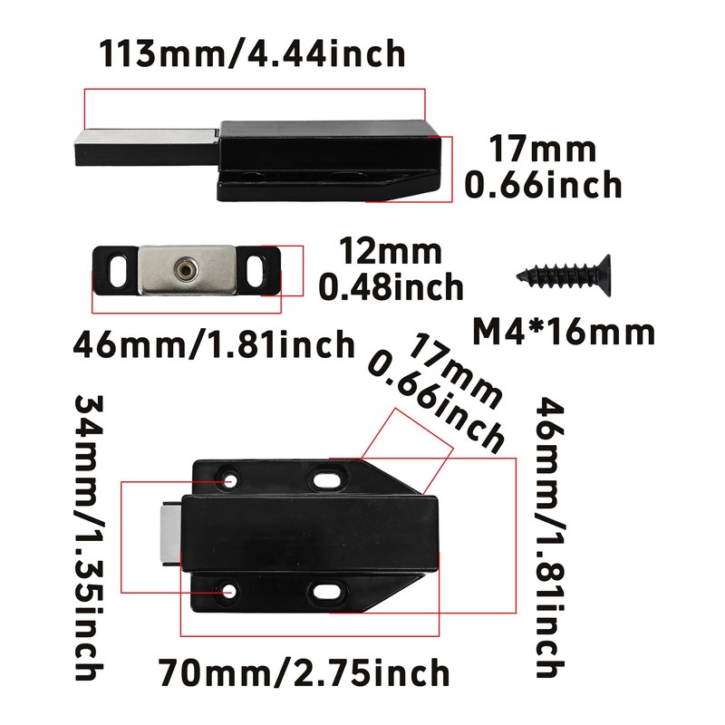 AUXBC 4Pcs Magnetic Push Latch, Heavy Duty Touch Release Cabinet
