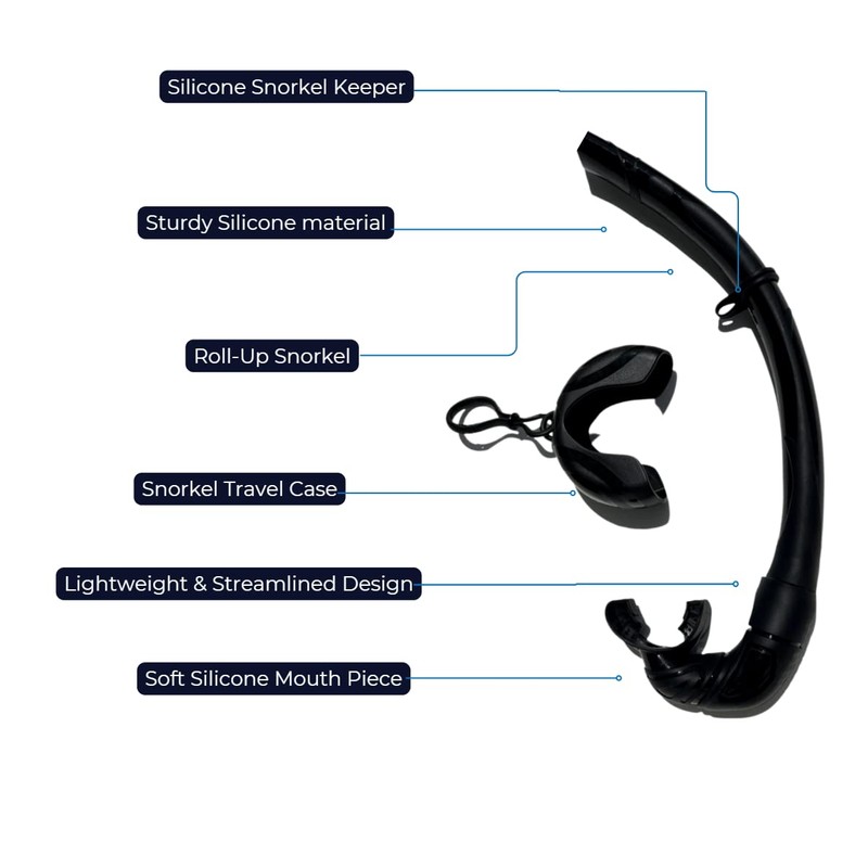 Pro Shot Tidal Roll-up Snorkel for Freediving, Scuba Diving, and