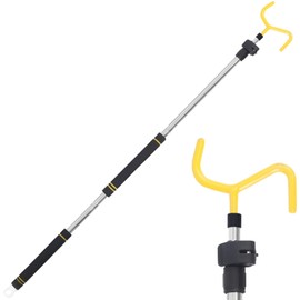 Greeily Curtain Pull Wand, 3-7.7 Feet Drapery Pull Rod for Curtains Adjustable Telescopic Extra Long Stainless Steel Material with Sponge Handle Silver