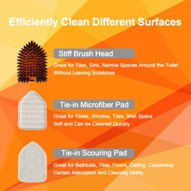 CLEANHOME Tile Tub Scrubber Brush with 3 Different Function Cleaning Heads and 56" Extendable Long Handle-No Scratch Shower Scrubber for Cleaning Bathroom Kitchen Toilet Wall,Bathtub,Sink,Grey