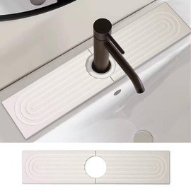 Stargaz Faucet Mat for Kitchen Sink Diatomaceous Earth Faucet Splash Guard, Stone Quick Dry Sink Splashback Drying Mat Quick Drying Water Absorbing Stone Tray For Kitchen (White, 17.7”×3.9”)