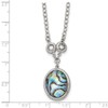 Real Stainless Steel/Vintage Antiqued Synthetic Abalone / CZ1.5in Extension Necklace