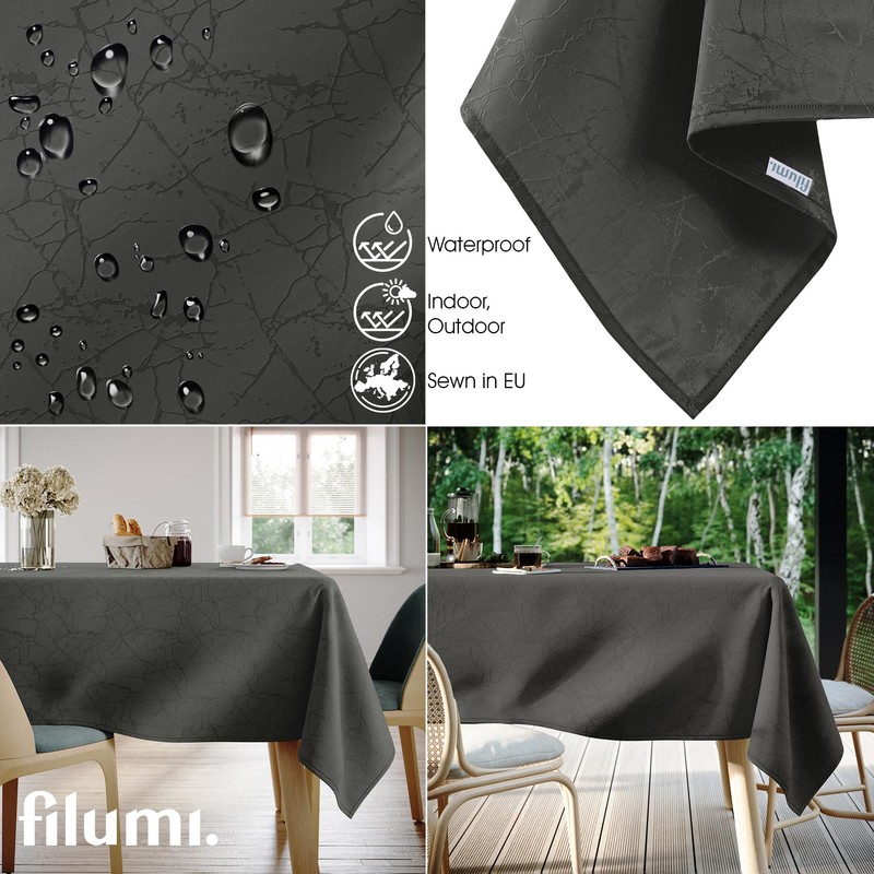 Filumi Tablecloth 80 x 80 cm Grey Washable for Indoor
