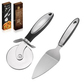 Tongke Pizza Cutting Wheel and Shovel Set, Made of Stainless Steel, Easily Cuts Pizzas of Various Sizes