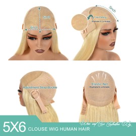 Alipeacock 613 Lace Front Wig Human Hair Body Wave 5x6 Hd Lace Closure Wear and Go Glueless Wigs Human Hair Pre Cut Blonde Wig 34inch 200% Density