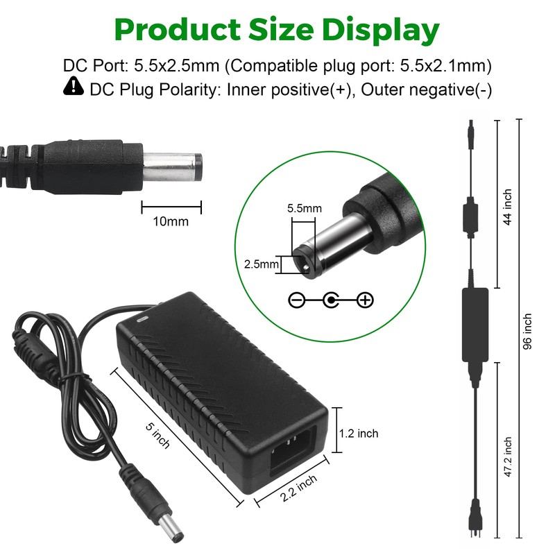 24V 3A 72W Power Supply Adapter AC 100-240V to DC