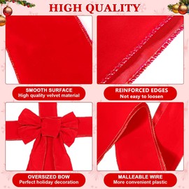 KAHEIGN Christmas Bow for Cupboard Door, Large Red Bow Christmas Cabinet Bows, Christmas Tree Bow, Christmas Wreath Bow for Christmas Tree, Fireplace, Front Door Decoration