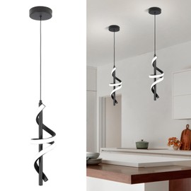 Vloitgol Spiral Led Pendant Light Fixtures, 5500K Cold White Modern Led Pendant Light Kitchen Island, Adjustable Height Kitchen Island Lights Fixtures for Dining Room Kitchen Bedroom Sink