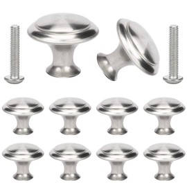 profiwoab Pack of 10 Drawer knobs Silber Cupboard knobs Stainless Steel Silber Door knobs Round
