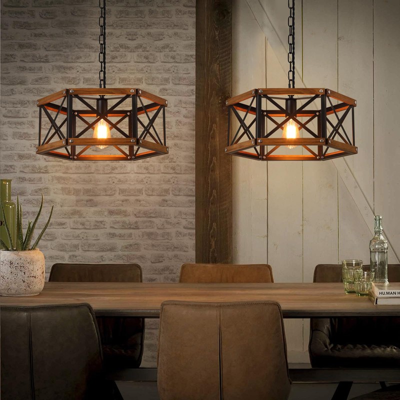 Rustic Farmhouse Large Plug in Pendant Light Fixture with Adjustable