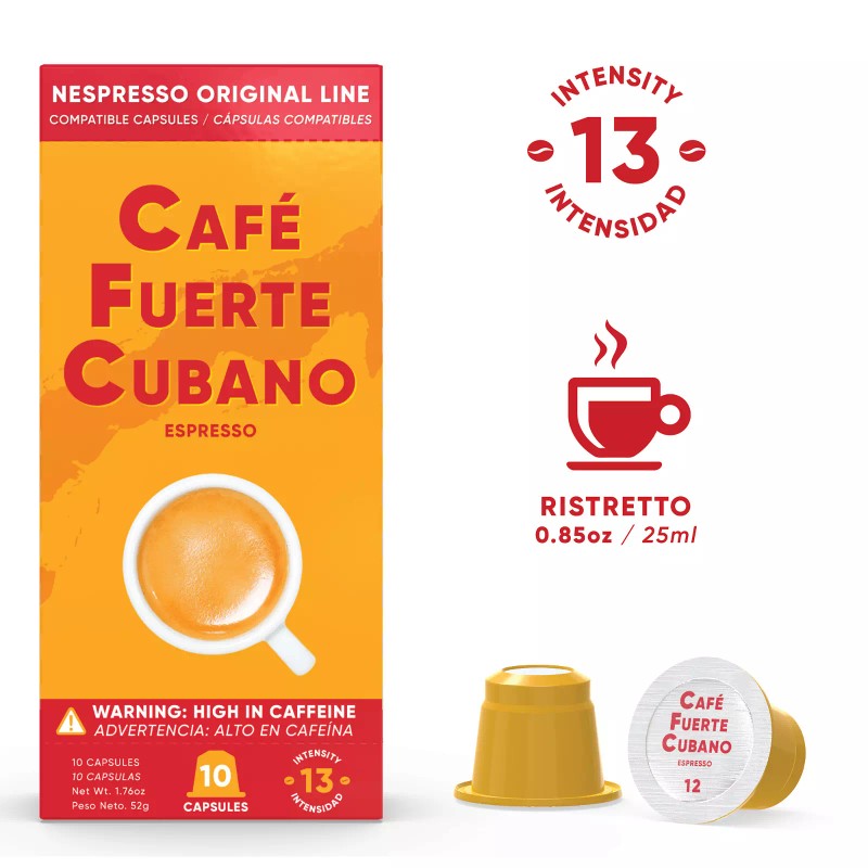 Cafe Fuerte Cubano, Espresso Pods, Nespresso Original Line Compatible Capsules
