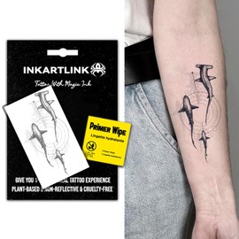 INKARTLINK Semi Permanent Tattoo, creative party marine animal tattoo, exquisite and realistic design, interesting tattoo experience, cruelty-free, non-reflective, waterproof (Whale)