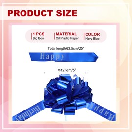 PATIKIL Big Car Pull Bow 25 Inch, Metallic Giant Bow Ribbon for Car Decoration Birthday Present Wrapping Decor, Navy Blue