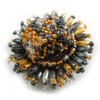 40mm Diameter/Hematite/Gold/Transparent Acrylic/Glass Bead Daisy Flower Flex Ring - Size