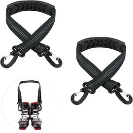 Pack of 2 Ski Carrying Strap, 52.5 cm Adjustable Ski Straps, Portable Ski Shoulder Strap, Winter Ski Strap, with Non-Slip Pad and Double-Sided Buckles, Ski Accessories, Black