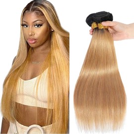 1B27 Bundle Ombre Blonde Straight Human Hair Bundles 30 32 34 Inch Two Tone Black and Honey Blonde Bundles Human Hair Ombre Straight Bundle