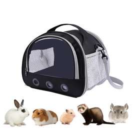 NASSIA Small Animal Carrying Bag, Lightweight, Breathable Hamster, Guinea Pig, Rabbit, Ferret, Chinchilla, Hedgehog, Small Animal, Outing, Hospital, Portable Bag, For Outings (Black, M)