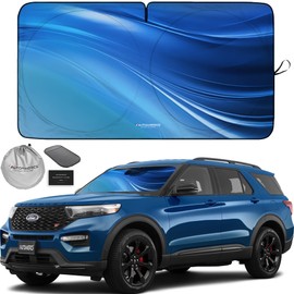 Autoamerics 1-Piece Windshield Sun Shade - Ocean Wave Foldable Car Front Window Sunshade for Most Cars SUV Truck - Heat Blocker Visor Protector Blocks Max UV Rays and Keeps Your Vehicle Cool - Medium