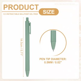 PATIKIL 12 Pack Retractable Ballpoint Gel Pens, 0.5mm Fine Point Black Ink Retro Color Smooth Writing Cute Pens for Office Home Supplies Journaling Notebook, Green