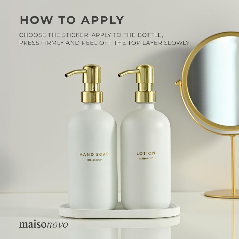 Etiquetas impermeables MaisoNovo para botellas, diseño de calcomanías - Paquete