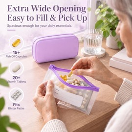 Pill Pouches for Travel Bag, Size 4.5 X 3.5 with 14 Reusable Pouches