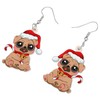 HUAGEO Acrylic Cute Christmas Hat Pug Dog Earrings Puppy Pets