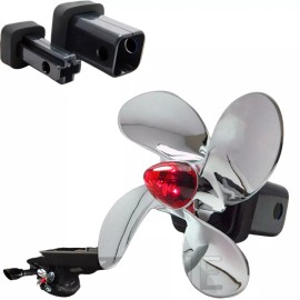 Cobra-Tek Spin Propeller Trailer Hitch Cover W/ LED Brake Light Chrome 2" / 1.25" Receiver