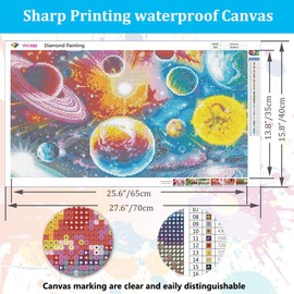 TOCARE Large Diamond Painting Kits for Adults Universe,Large Size Diamond Art Kits for Adults Galaxy Planets 27.5x15.7Inch Nature Scenery